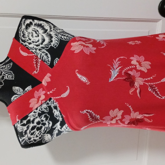 💋LOFT💋 - Red/Pink Floral Print Halter Swing Dress - Picture 5 of 8